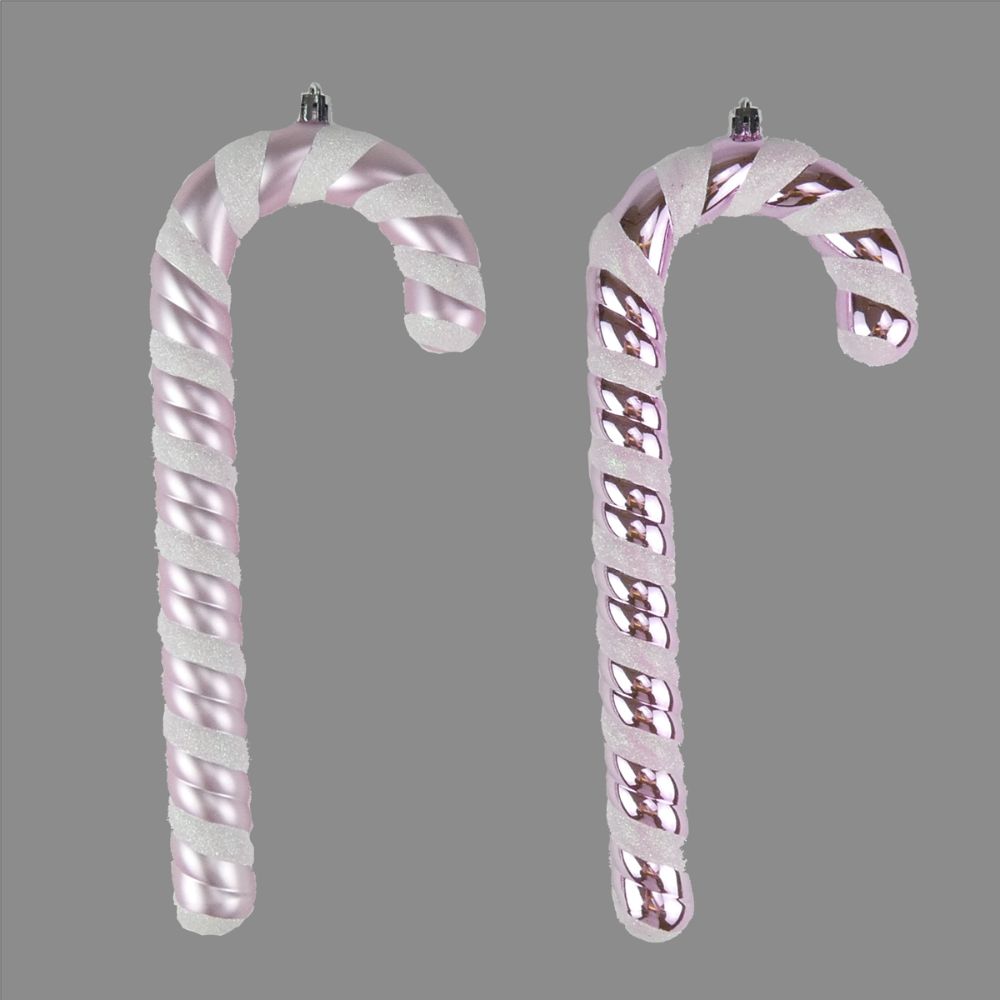 Davies Products 58208 2 x 24cm pink and white candy cane hanging decoration - Time Christmas